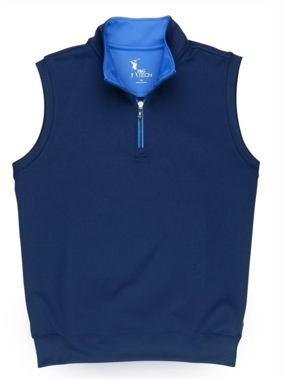 Fairway & Greene Men’s XXL Caves Luxury Quarter-Zip Vest Pullover Golf Blue